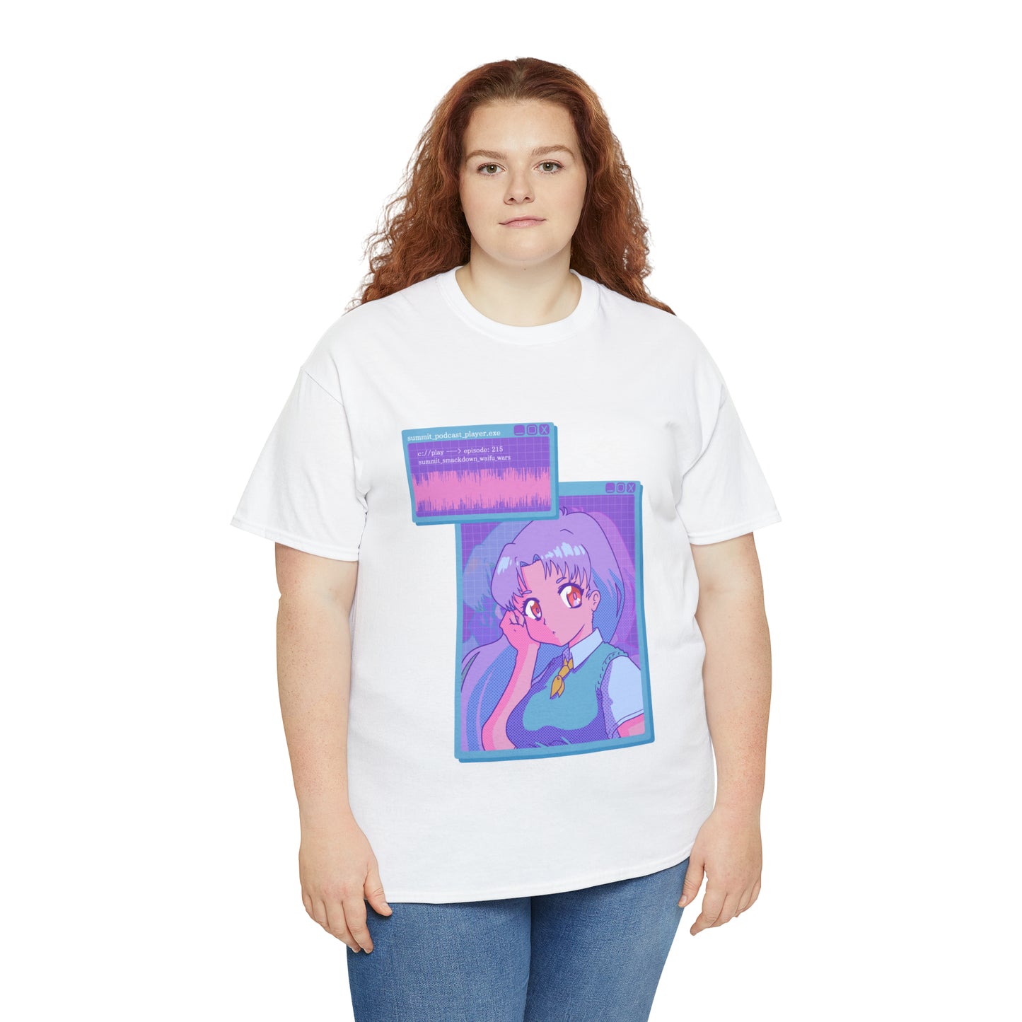 Anime Summit Retro Desktop Waifu dot EXE - Unisex Heavy Cotton Tee