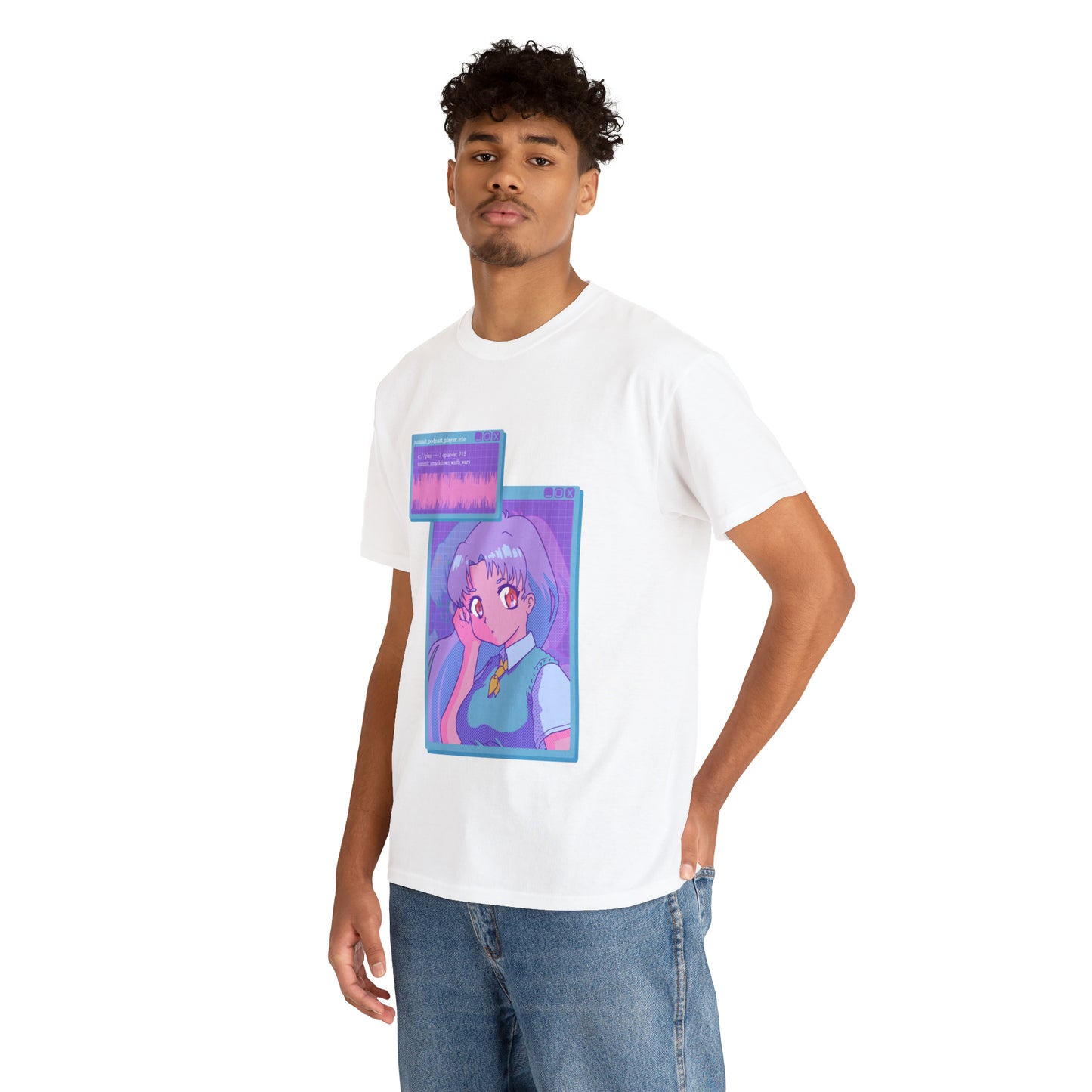 Anime Summit Retro Desktop Waifu dot EXE - Unisex Heavy Cotton Tee